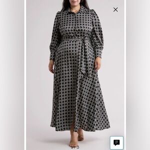 Love By Design Geometric Black and White Maxi Dress Fits Like XL, XXL, 1X